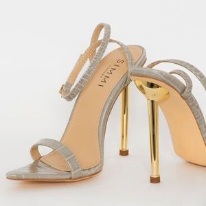 Grey Croc-Print Heels